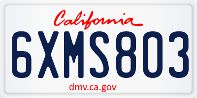 CA license plate 6XMS803