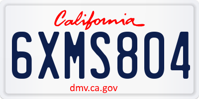 CA license plate 6XMS804