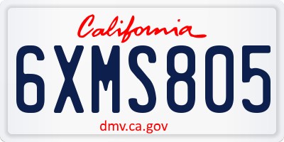 CA license plate 6XMS805