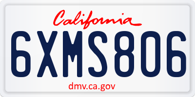 CA license plate 6XMS806