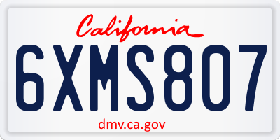 CA license plate 6XMS807