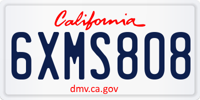CA license plate 6XMS808
