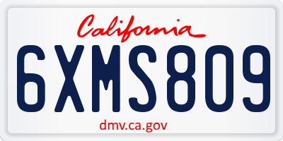 CA license plate 6XMS809