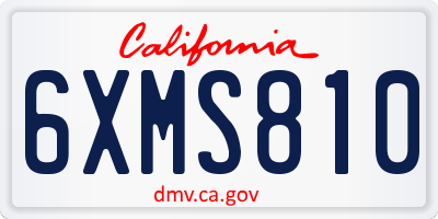 CA license plate 6XMS810