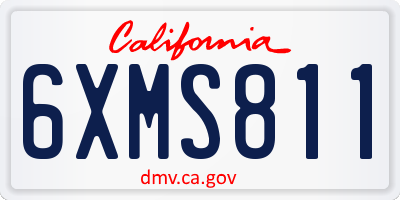 CA license plate 6XMS811
