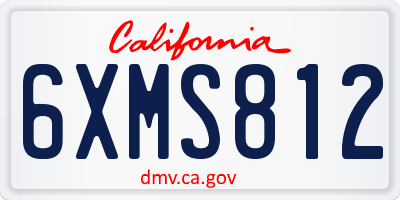 CA license plate 6XMS812