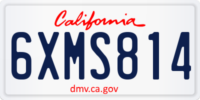 CA license plate 6XMS814