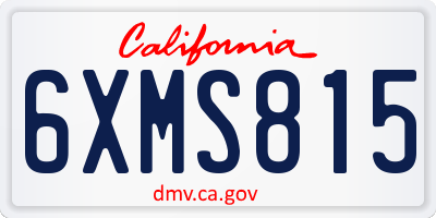 CA license plate 6XMS815
