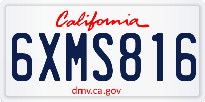 CA license plate 6XMS816