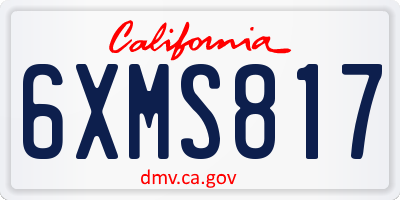 CA license plate 6XMS817