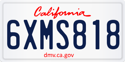CA license plate 6XMS818
