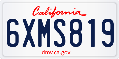 CA license plate 6XMS819