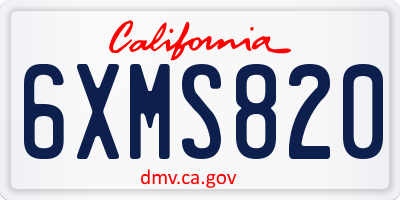 CA license plate 6XMS820