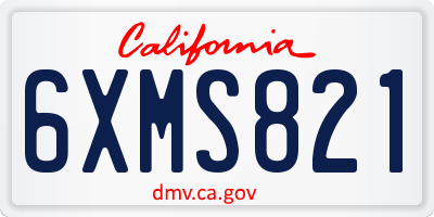 CA license plate 6XMS821
