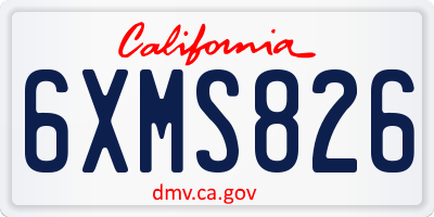 CA license plate 6XMS826