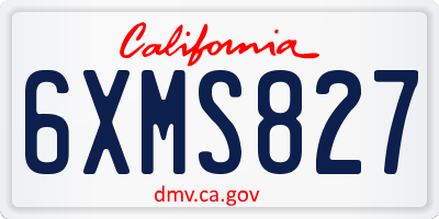 CA license plate 6XMS827