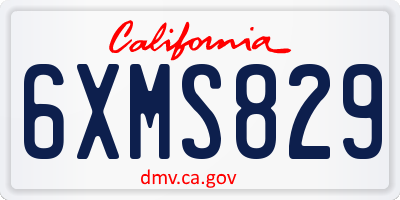 CA license plate 6XMS829