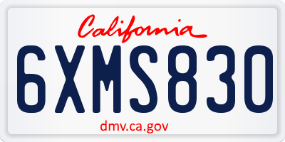 CA license plate 6XMS830