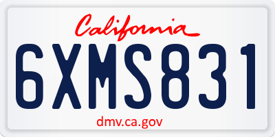 CA license plate 6XMS831