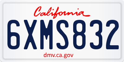 CA license plate 6XMS832