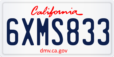 CA license plate 6XMS833