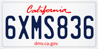 CA license plate 6XMS836