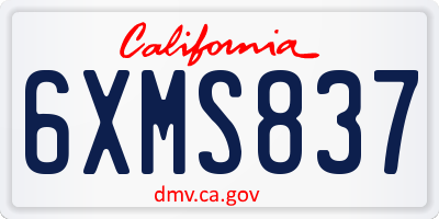 CA license plate 6XMS837