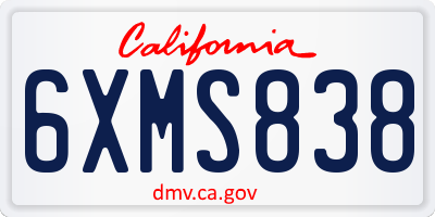 CA license plate 6XMS838