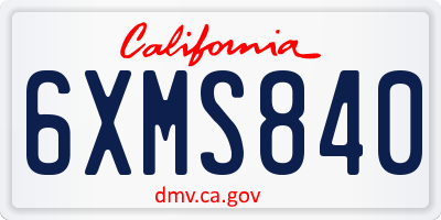 CA license plate 6XMS840