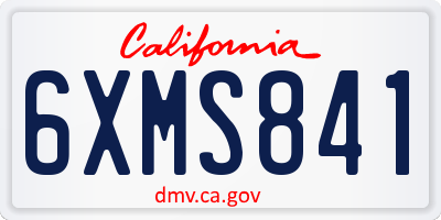 CA license plate 6XMS841