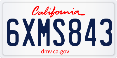 CA license plate 6XMS843