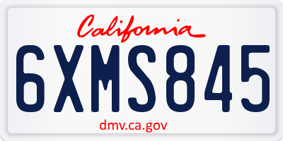 CA license plate 6XMS845