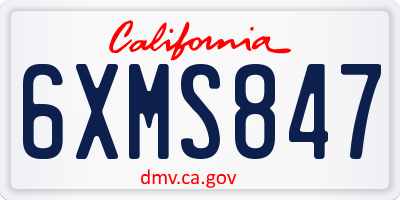 CA license plate 6XMS847