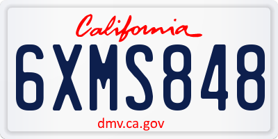 CA license plate 6XMS848