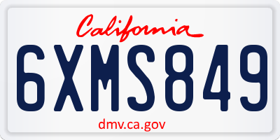 CA license plate 6XMS849