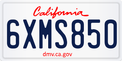 CA license plate 6XMS850