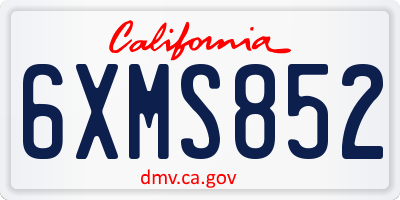 CA license plate 6XMS852