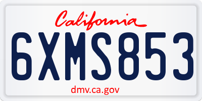 CA license plate 6XMS853