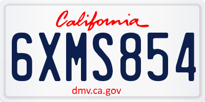CA license plate 6XMS854