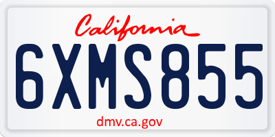 CA license plate 6XMS855