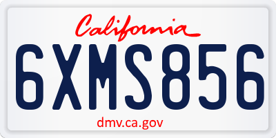 CA license plate 6XMS856