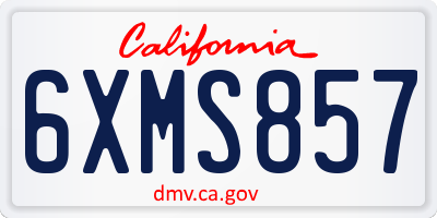 CA license plate 6XMS857
