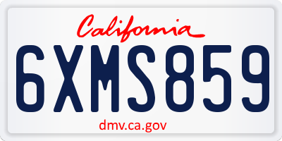 CA license plate 6XMS859