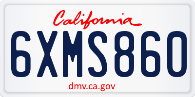 CA license plate 6XMS860