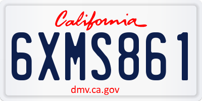 CA license plate 6XMS861