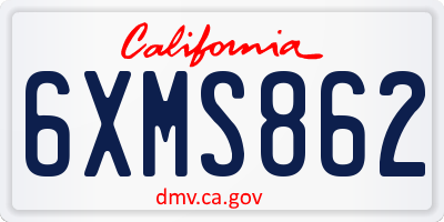 CA license plate 6XMS862