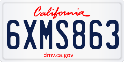 CA license plate 6XMS863