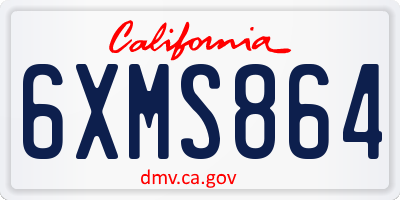 CA license plate 6XMS864