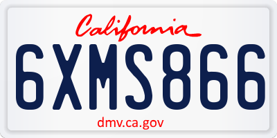 CA license plate 6XMS866