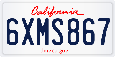 CA license plate 6XMS867